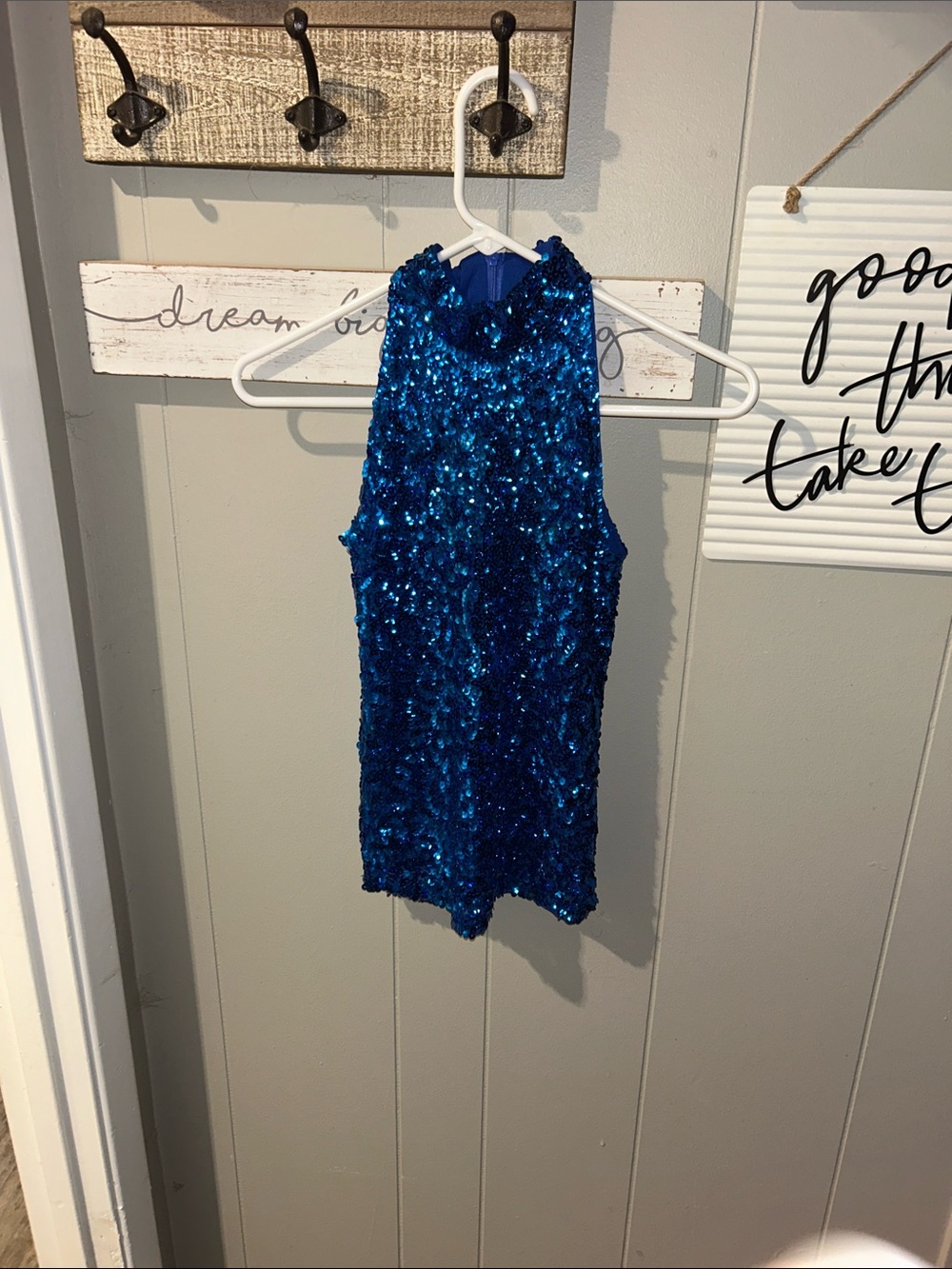 Girls' Royal Blue Sequin Halter shirt